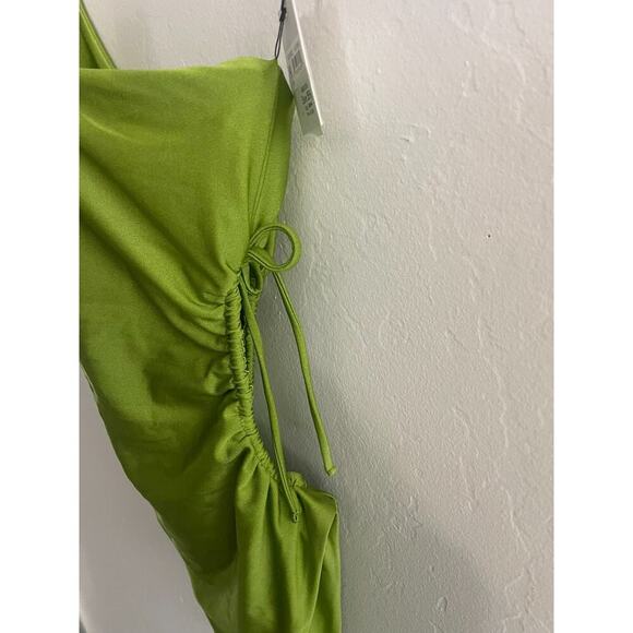 Jade Swim M Sena One Shoulder Cutout One Piece Swimsuit Green Palm Sheen $220 - Picture 9 of 10